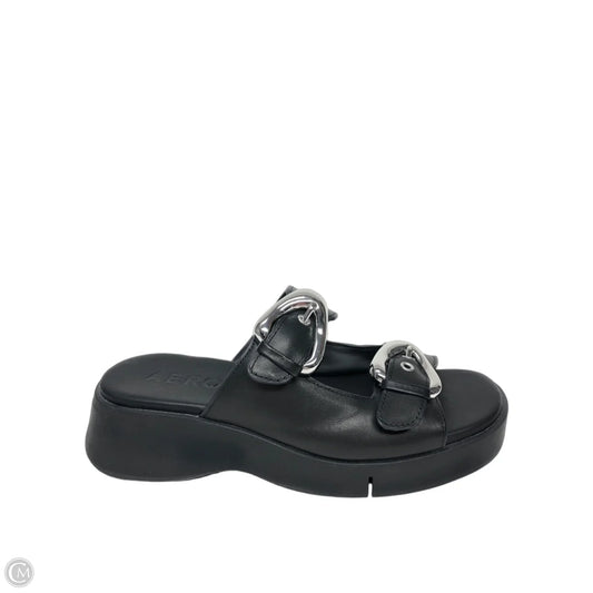 Sandals Heels Platform By Aerosoles In Black & Silver, Size: 6.5