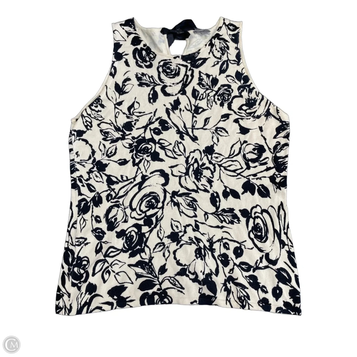 Top Sleeveless By Ann Taylor In Black & Cream, Size: L