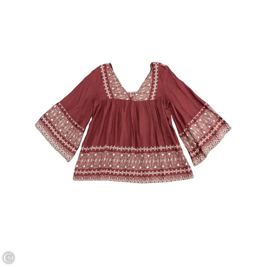 Top Long Sleeve By World Market In Maroon, Size: M