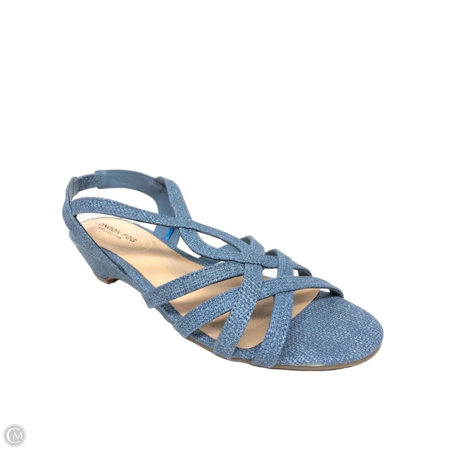 Sandals Heels Wedge By London Fog In Blue Denim, Size: 6.5