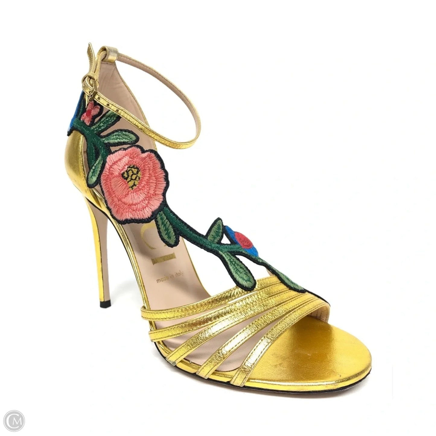 Sandals Luxury Designer By Gucci In Gold, Size: 8.5