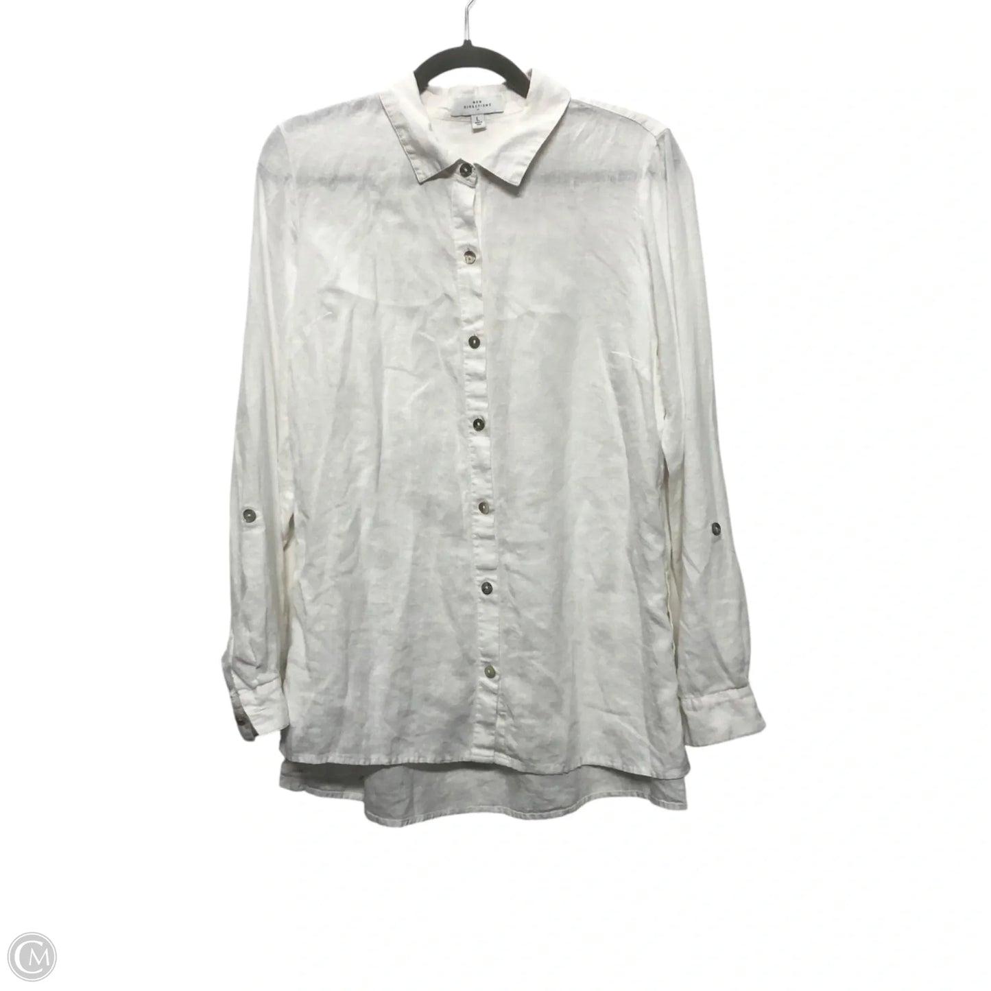 Top Long Sleeve By New Directions In White, Size: L