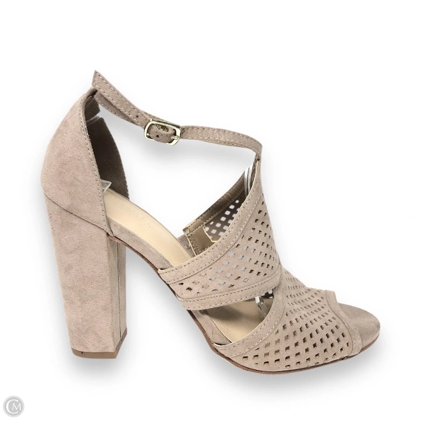 Sandals Heels Block By Charlotte Russe In Taupe, Size: 7