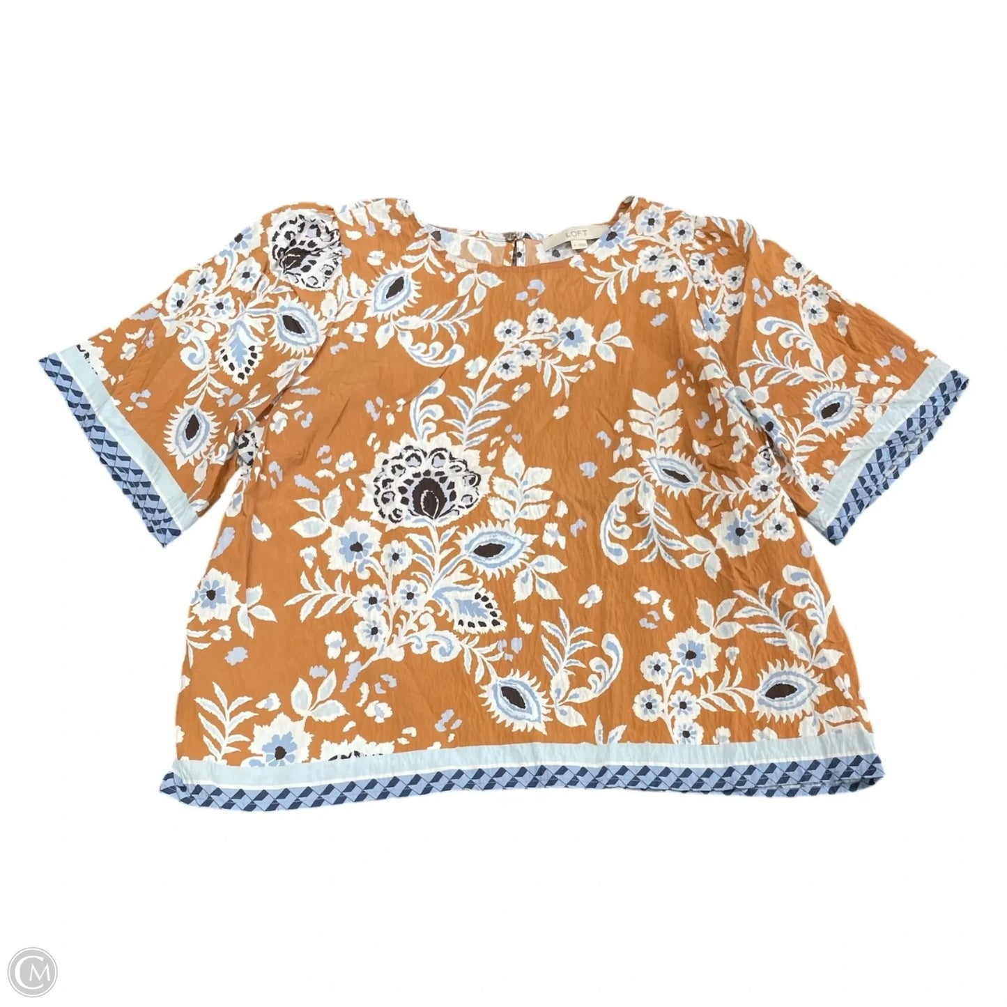 Top Short Sleeve By Loft In Blue & Brown, Size: L