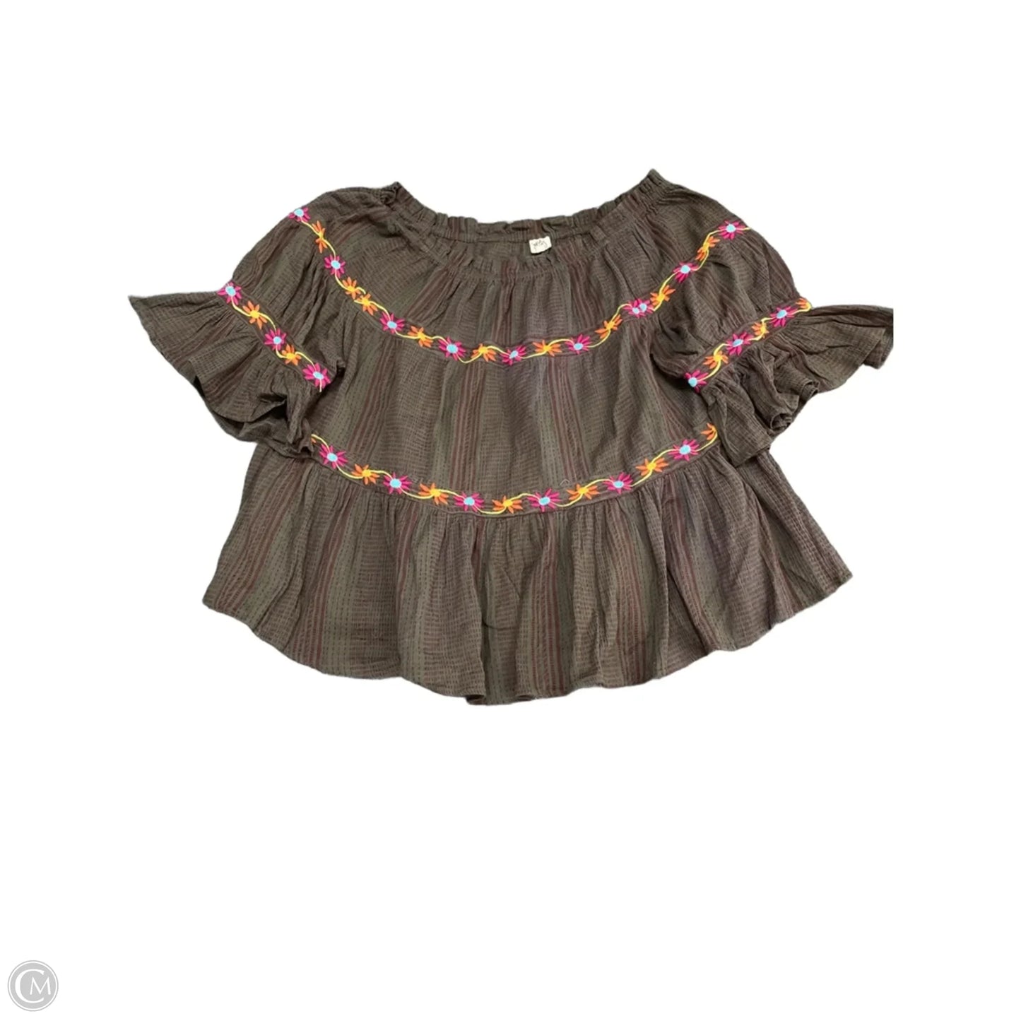 Top Short Sleeve By Ivy Jane In Grey, Size: M