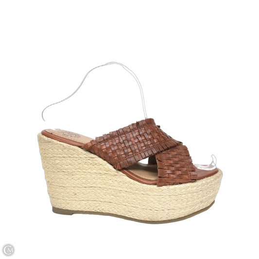 Sandals Heels Wedge By Clothes Mentor In Brown, Size: 7