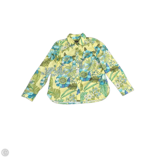 Top Long Sleeve By Talbots In Blue & Yellow, Size: Mp