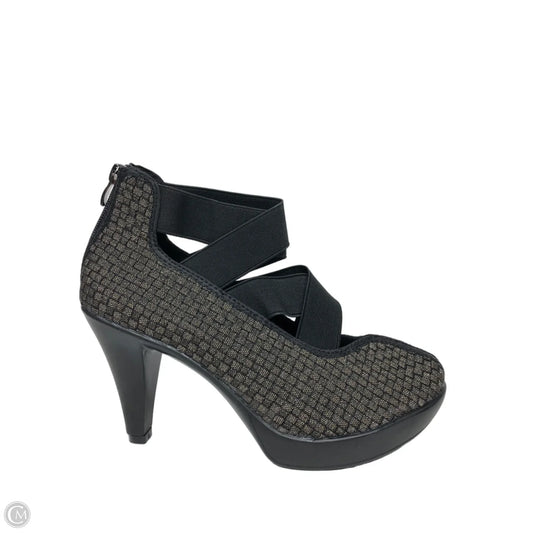 Shoes Heels Platform By Bernie Mev In Black & Gold, Size: 11.5