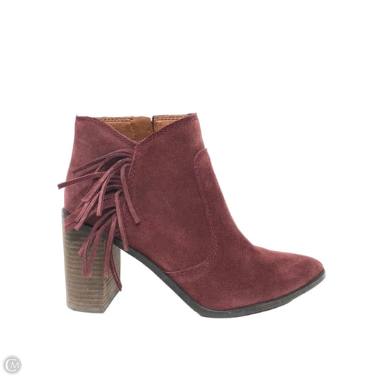 Boots Ankle Heels By Lucky Brand In Maroon, Size: 8