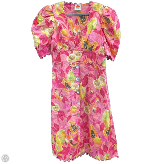 Dress Casual Midi By Farm Rio In Pink & Yellow, Size: L
