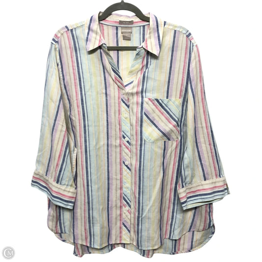 Top 3/4 Sleeve By Chicos In Multi-colored, Size: Xl