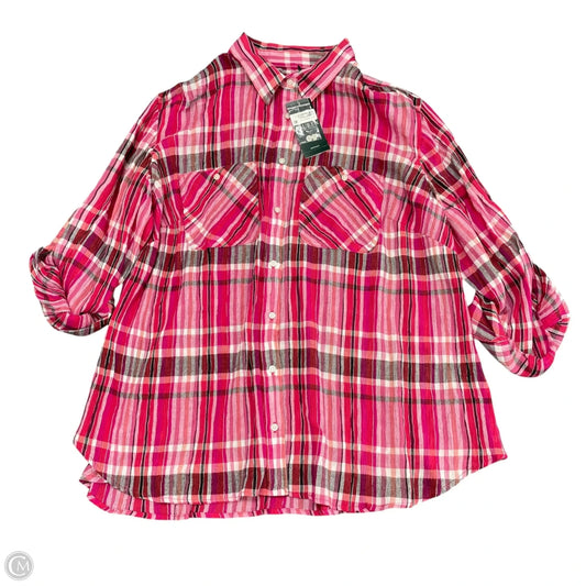 Top Long Sleeve By Lauren By Ralph Lauren In Pink, Size: 2x