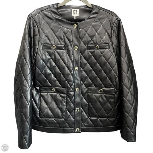 Jacket Puffer & Quilted By Anne Klein In Black, Size: M
