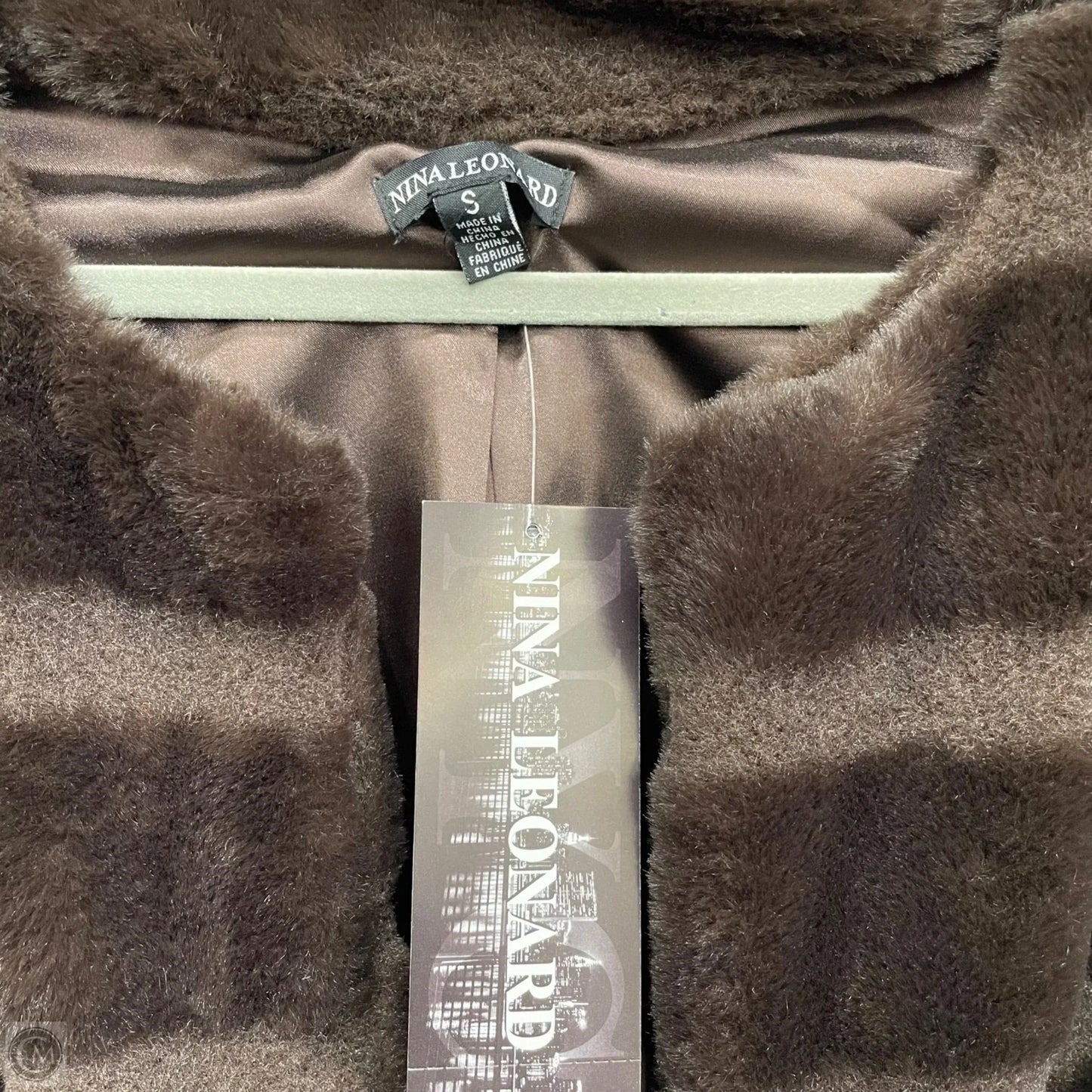 Jacket Faux Fur & Sherpa By Nina Leonard In Brown, Size: S