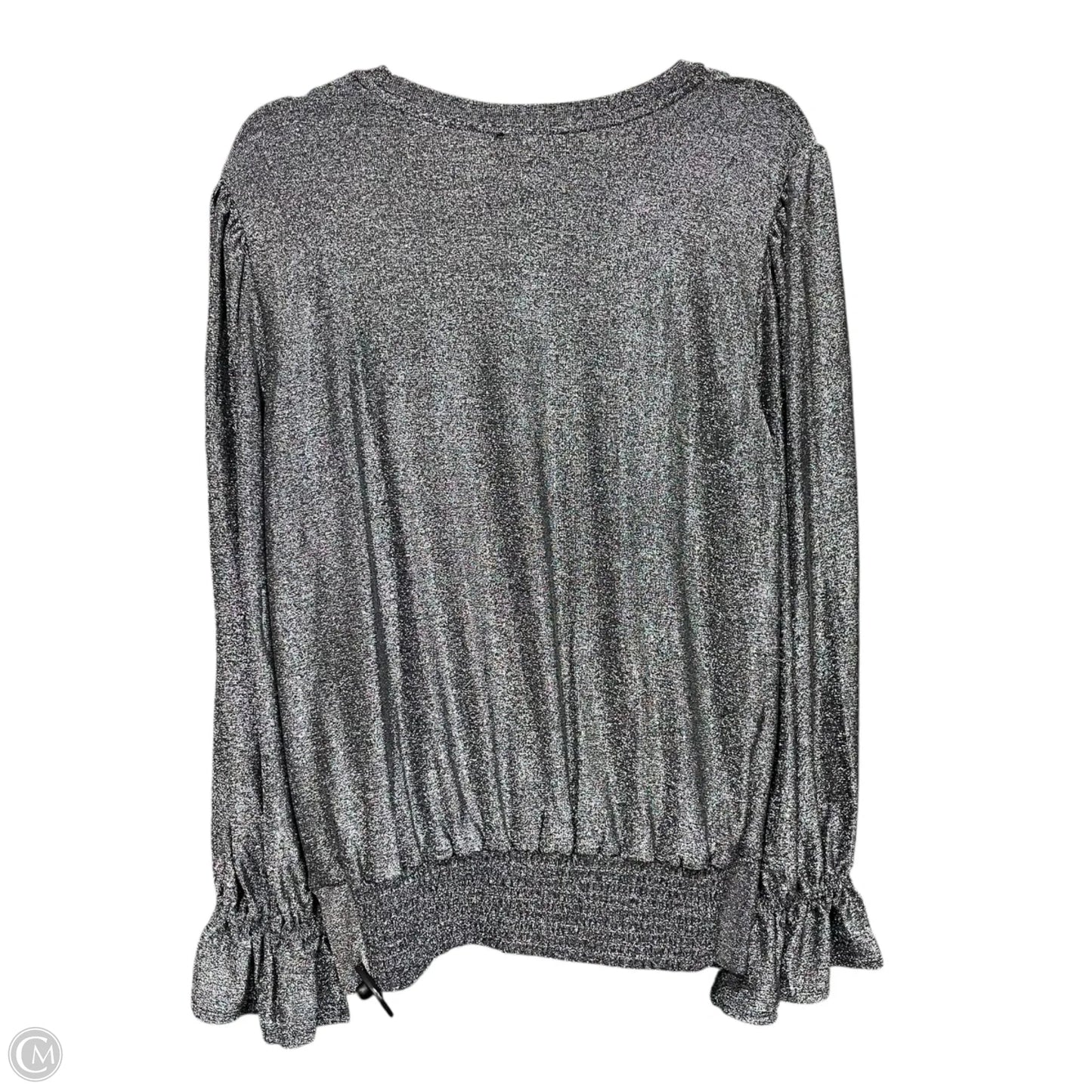 Top Long Sleeve Designer By Karl Lagerfeld In Black & Silver, Size: M