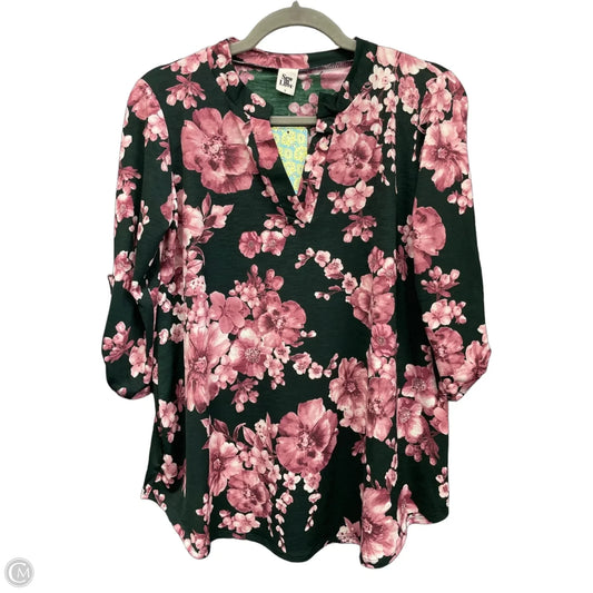 Top 3/4 Sleeve By Sew In Love In Green & Pink, Size: S