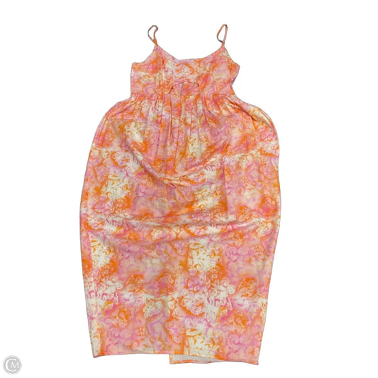 Dress Casual Midi By Topshop In Orange & Pink, Size: 8