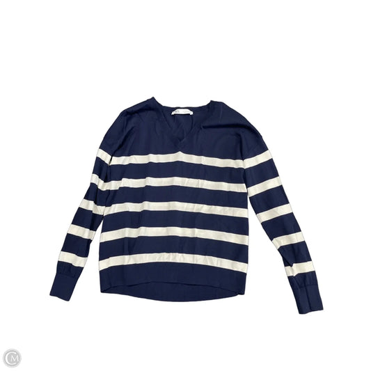 Top Long Sleeve By Zara In Blue & White, Size: S