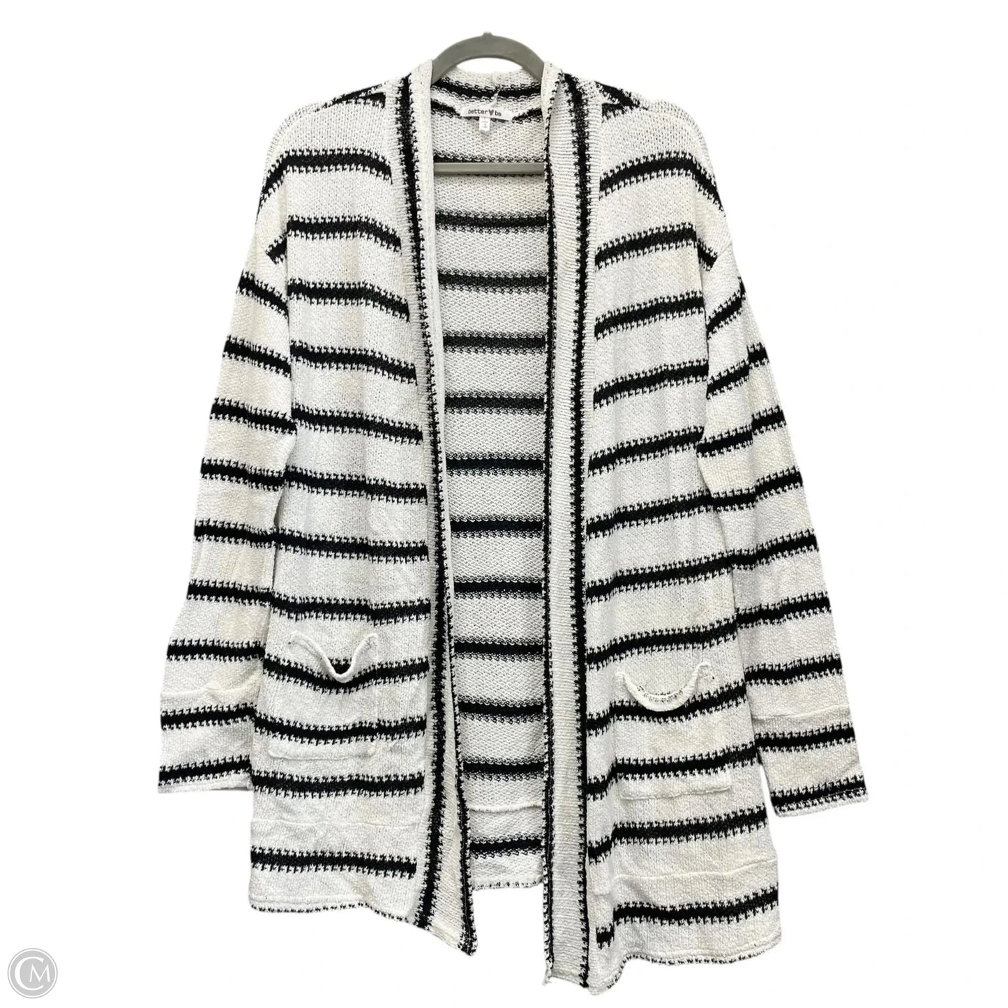 Sweater Cardigan By Clothes Mentor In Black & Cream, Size: L