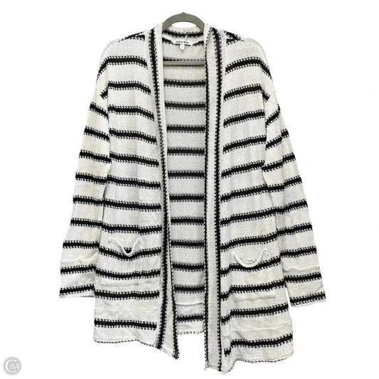 Sweater Cardigan By Clothes Mentor In Black & Cream, Size: L