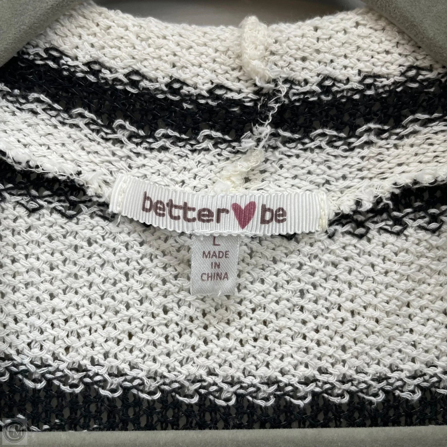 Sweater Cardigan By Clothes Mentor In Black & Cream, Size: L