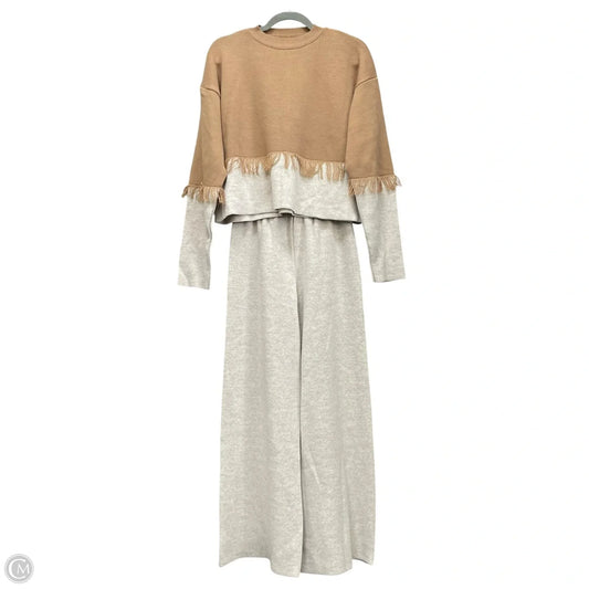 Lounge Set Pants By Cmf In Cream & Tan, Size: M