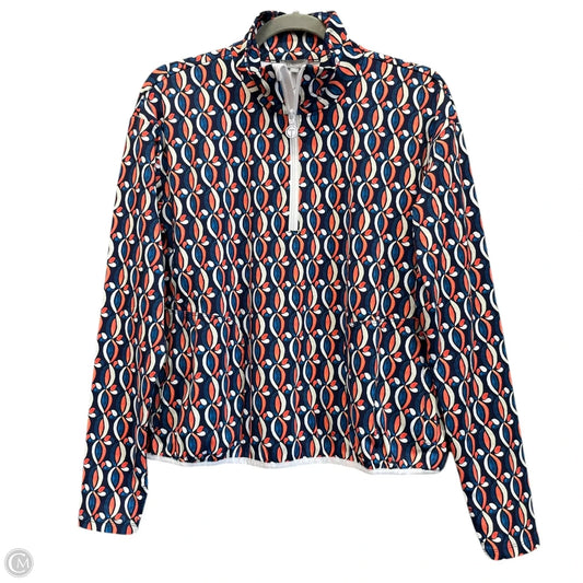 Athletic Top Long Sleeve Collar By Talbots In Blue & Orange, Size: M