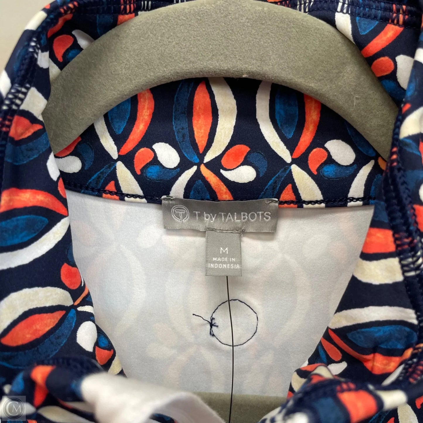 Athletic Top Long Sleeve Collar By Talbots In Blue & Orange, Size: M