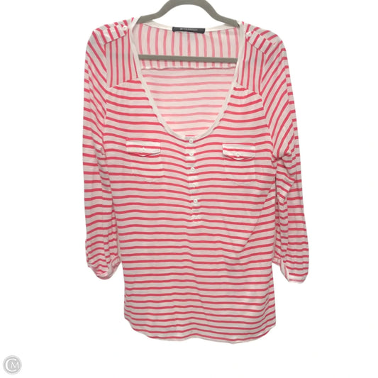 Top Long Sleeve By 89th And Madison In Pink & White, Size: L