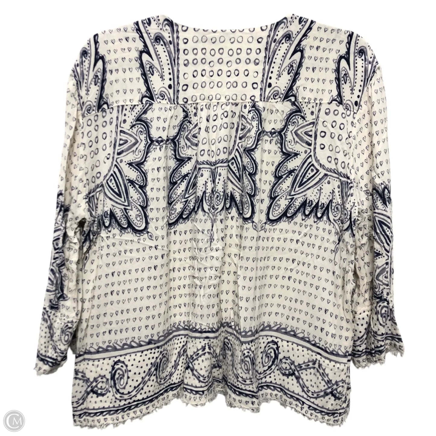 Top 3/4 Sleeve By Maeve In Blue & White, Size: S