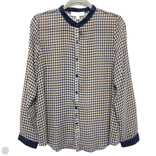 Top Long Sleeve By Olive And Oak In Blue & Cream, Size: M
