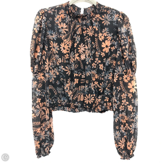 Blouse Long Sleeve By Free People In Black & Orange, Size: Xs