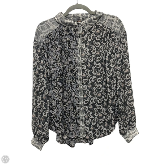 Blouse Long Sleeve By Free People In Black & White, Size: S