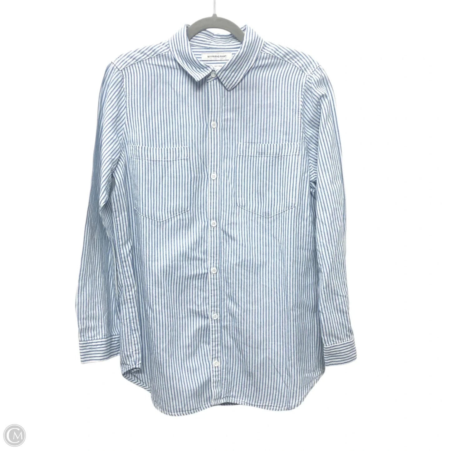 Top Long Sleeve By Lucky Brand In Blue & White, Size: M