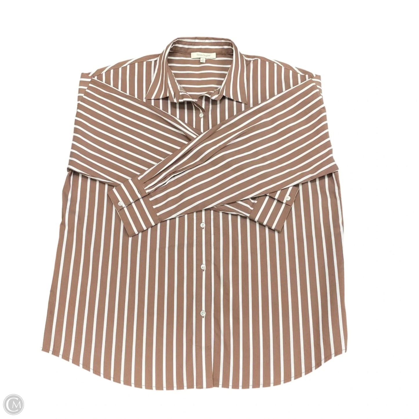 Top Long Sleeve By Favorite Daughter In Brown & Cream, Size: M