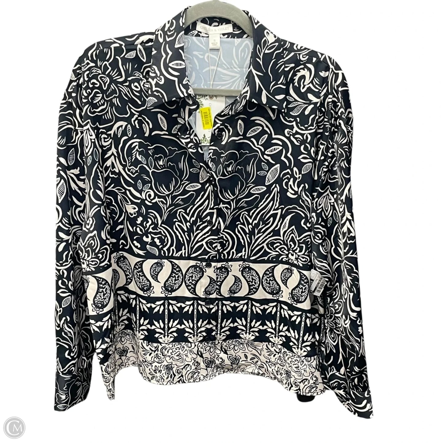 Blouse Long Sleeve By Chelsea And Violet In Black & Cream, Size: S