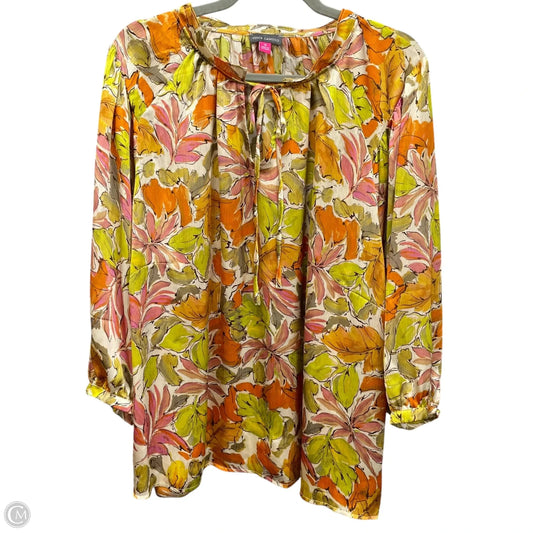 Blouse Long Sleeve By Vince Camuto In Green & Orange, Size: 1x