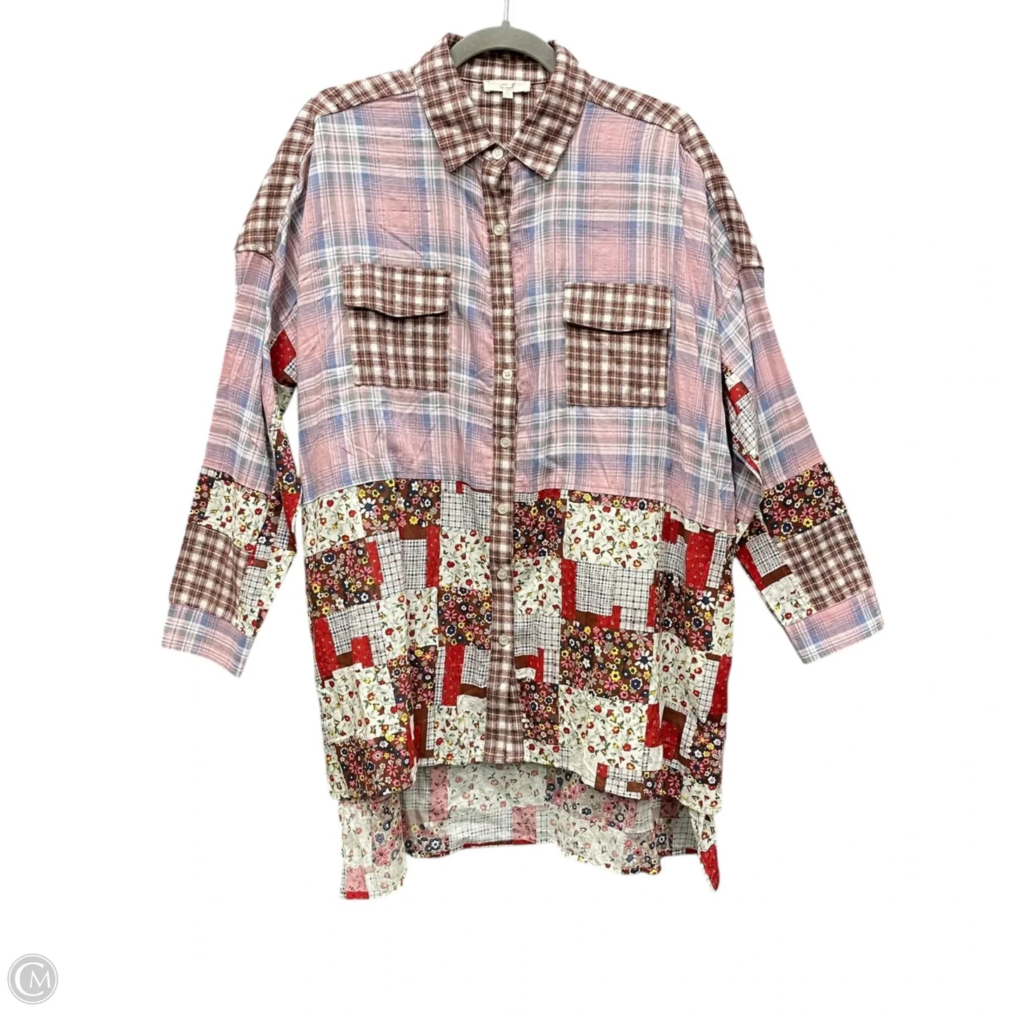 Blouse Long Sleeve By Easel In Multi-colored, Size: S