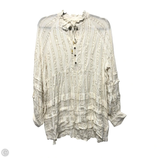 Tunic Long Sleeve By Anthropologie In Ivory, Size: M