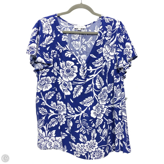 Top Short Sleeve By Rachel Zoe In Blue, Size: 1x