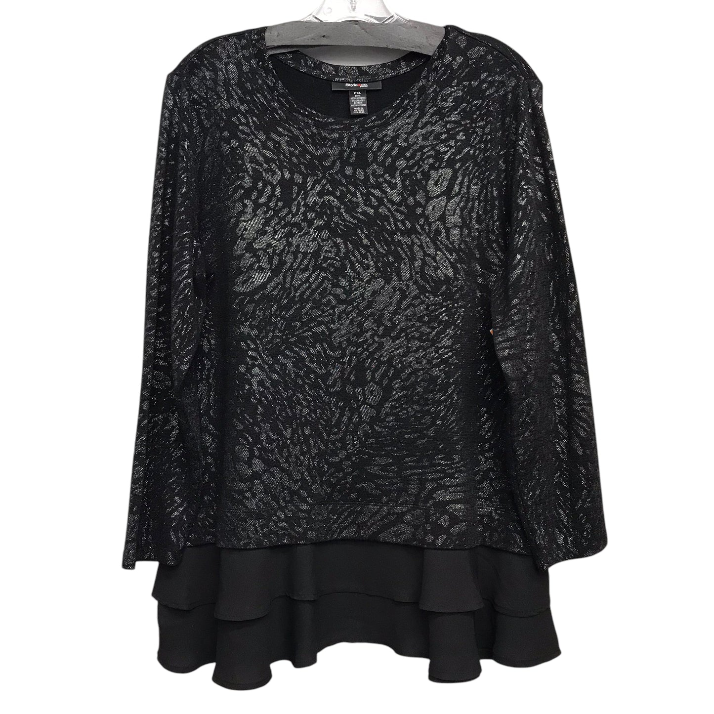 Top Ls By Style And Company In Black & Silver, Size:Xlp