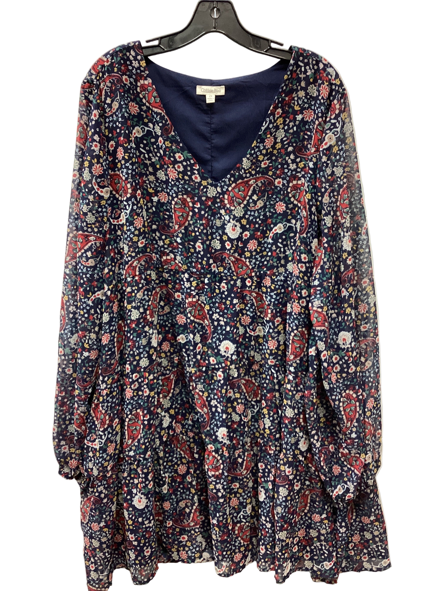 Dress Casual Midi By Cotton Bleu In Navy, Size:2X