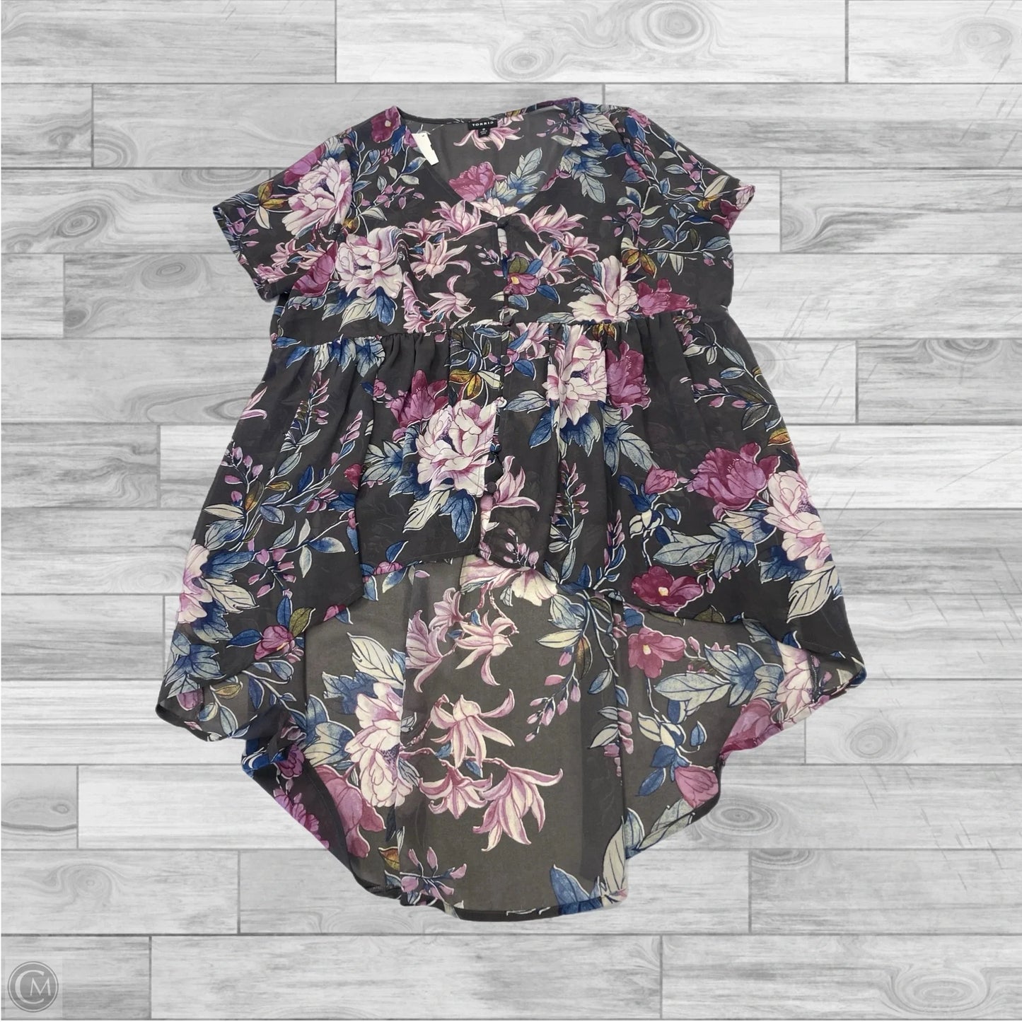 Top Short Sleeve By Torrid In Floral Print, Size: L