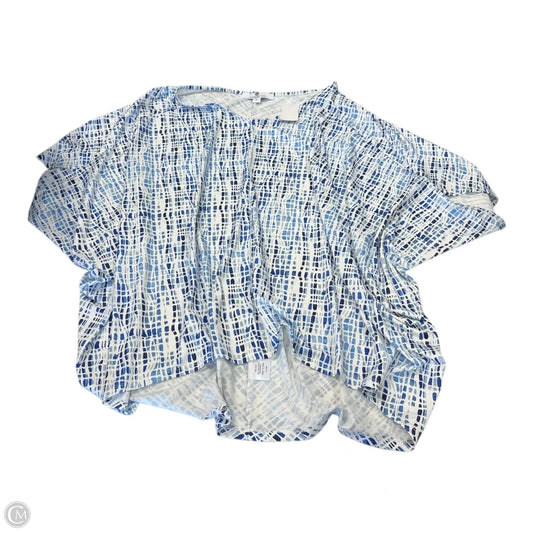 Top Short Sleeve By Jeanne Pierre In Blue & White, Size: Xl