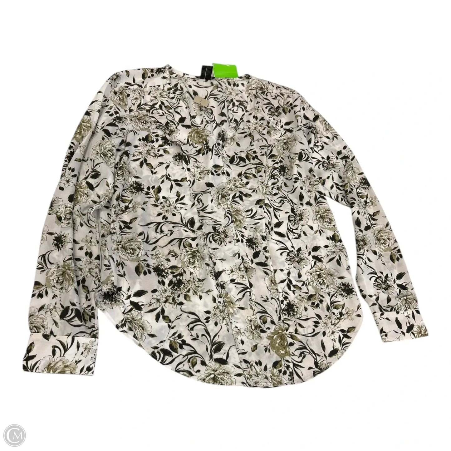 Top Long Sleeve By Ann Taylor In Green & White, Size: Xs