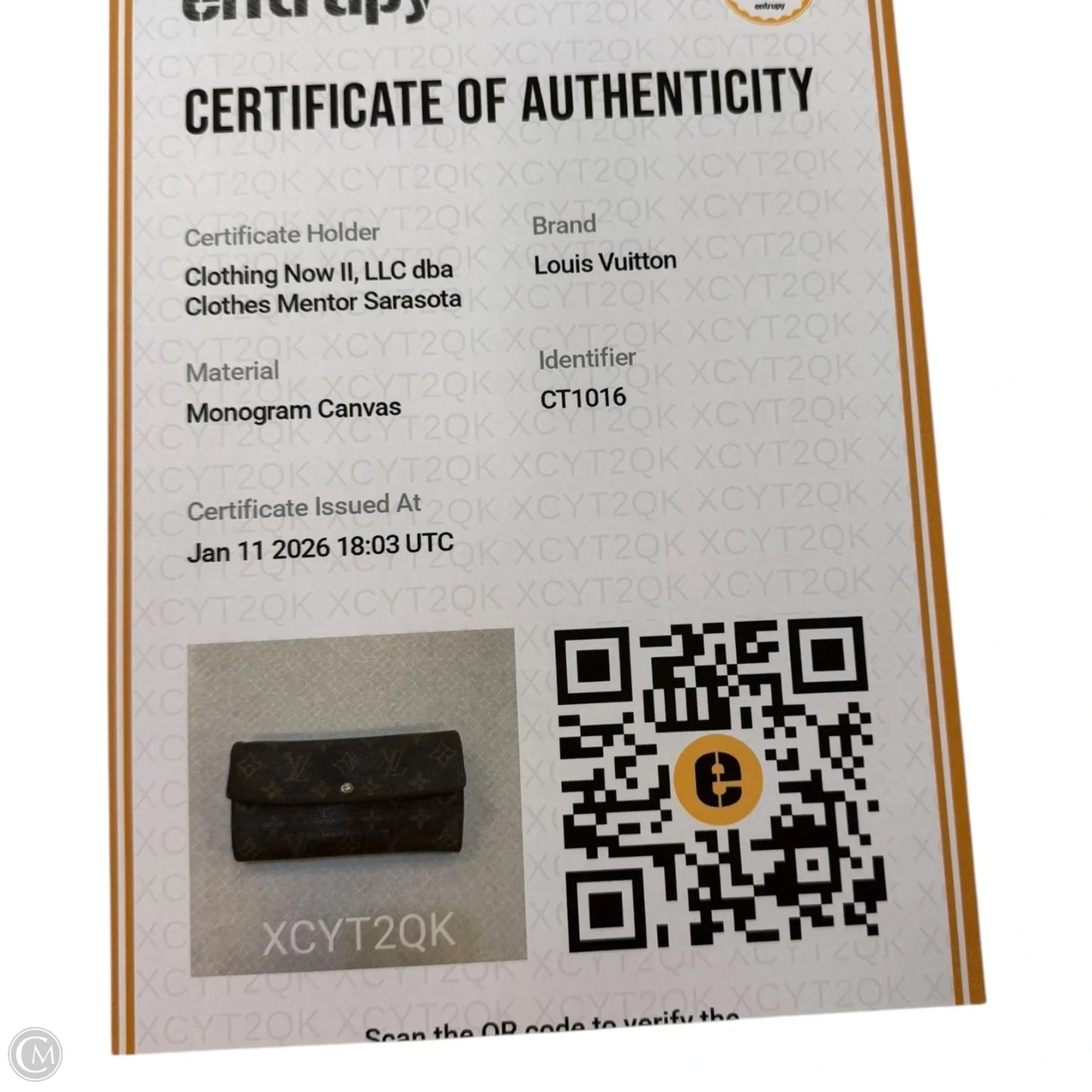 Wallet Luxury Designer By Louis Vuitton, Size: Medium