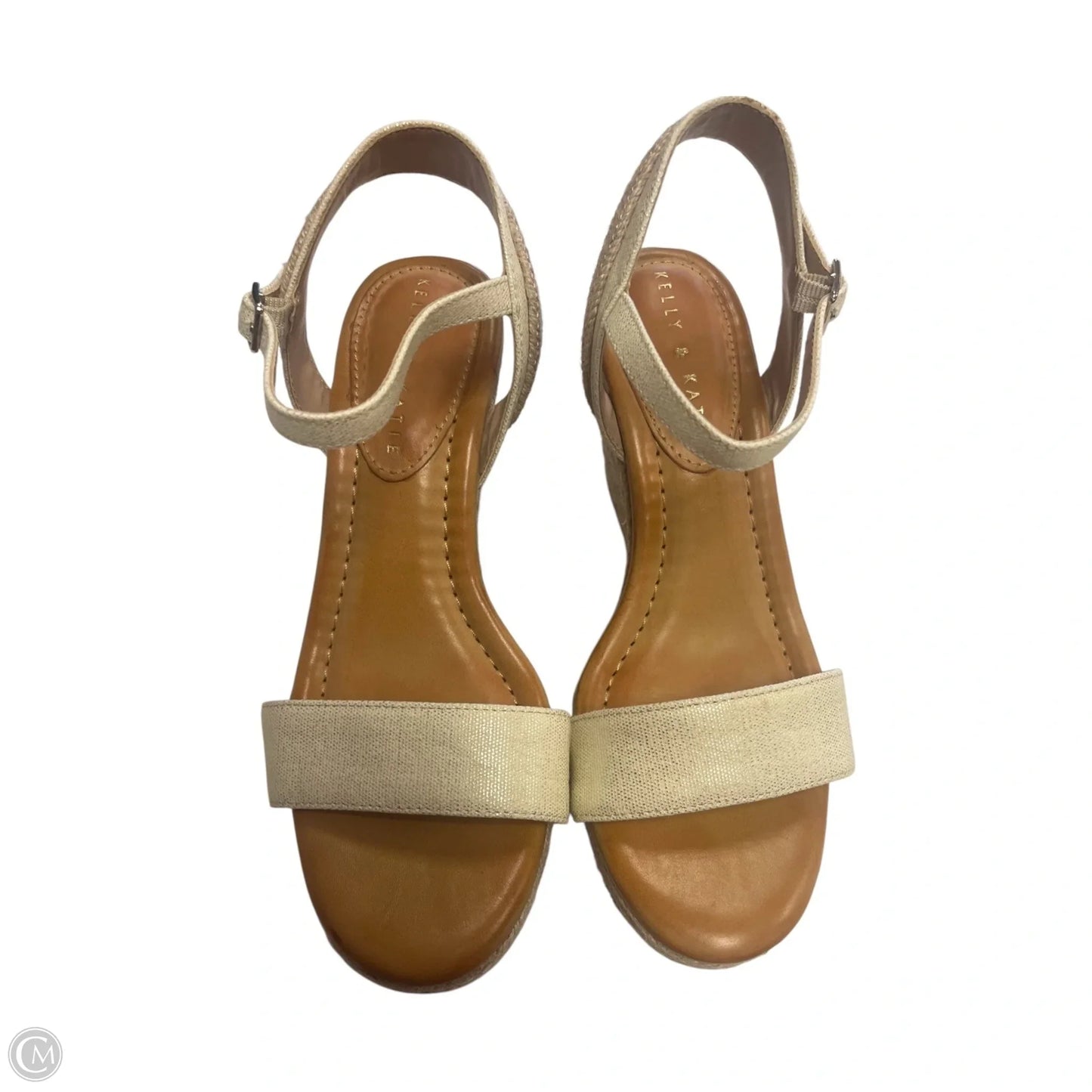 Shoes Heels Wedge By Kelly And Katie In Gold & White, Size: 7.5