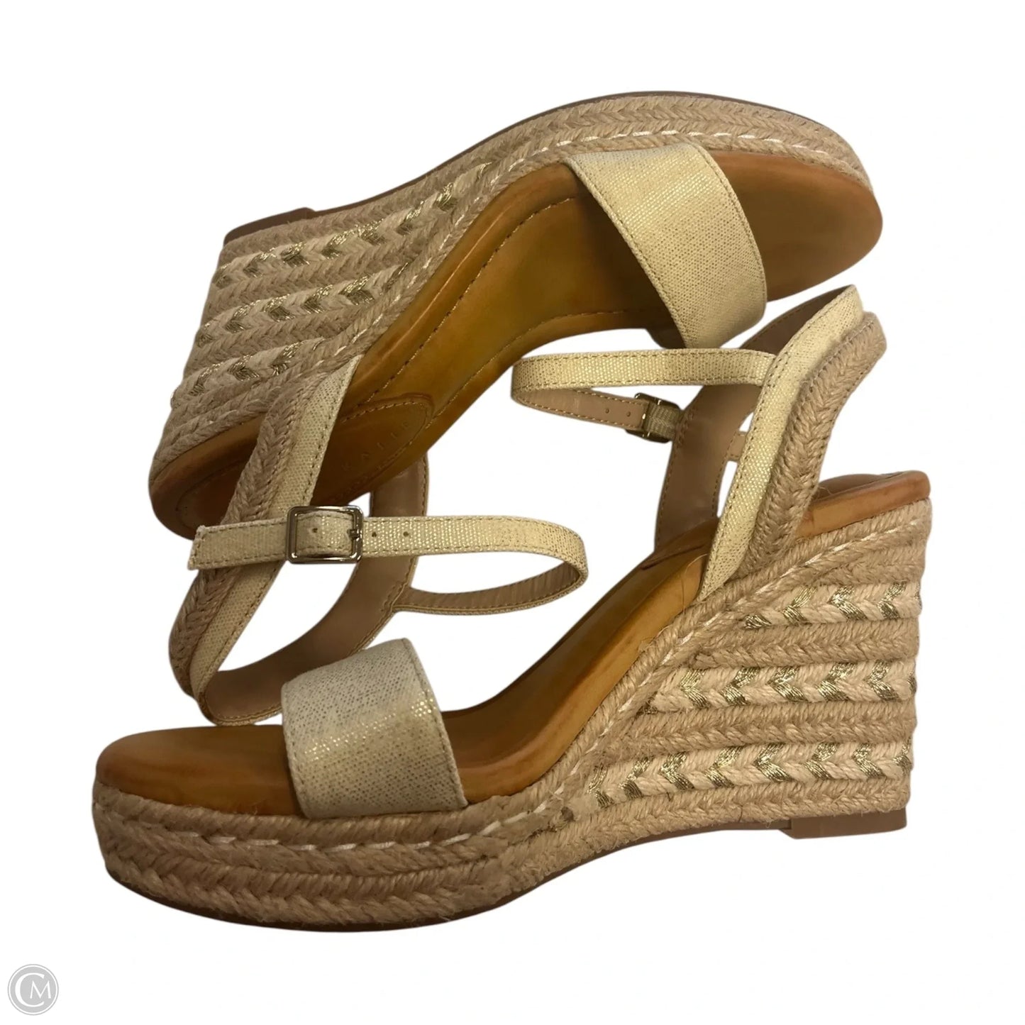 Shoes Heels Wedge By Kelly And Katie In Gold & White, Size: 7.5