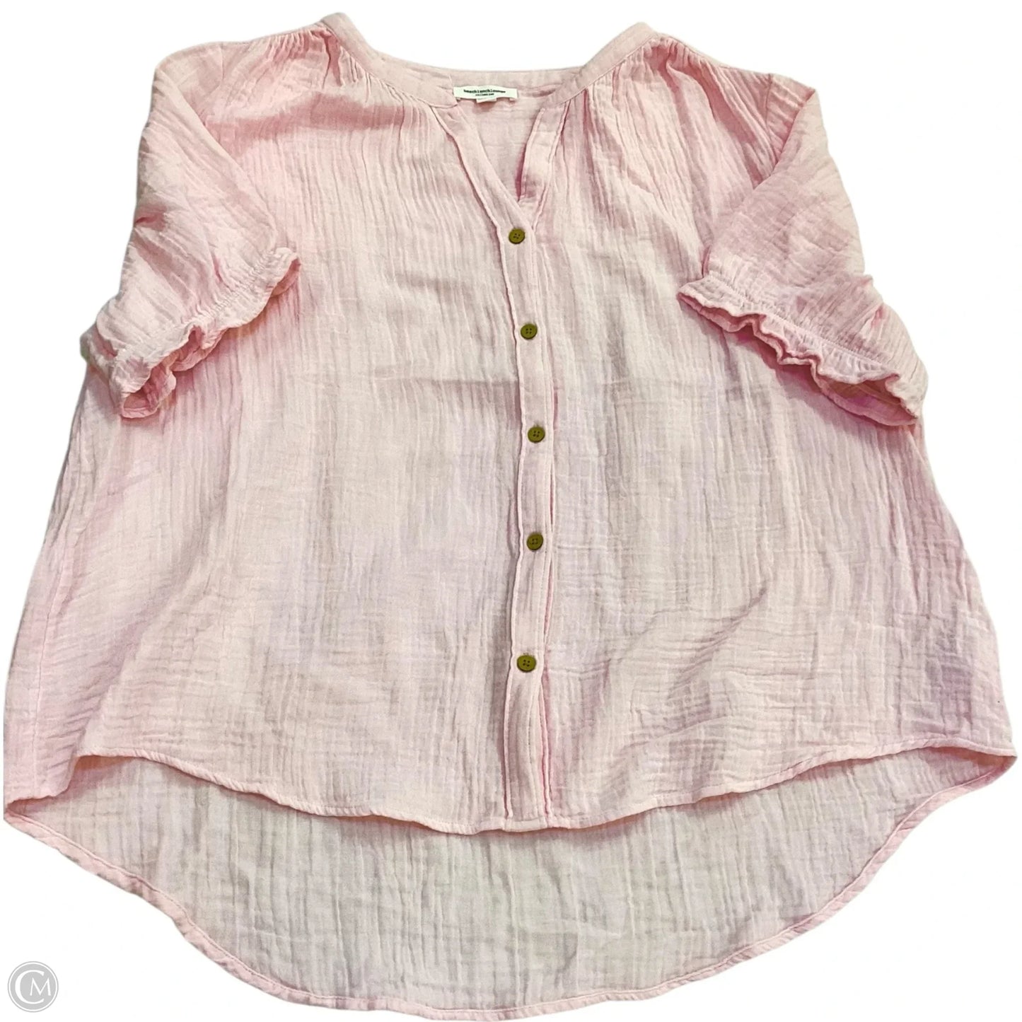 Blouse Short Sleeve By Beachlunchlounge In Pink, Size: 1x