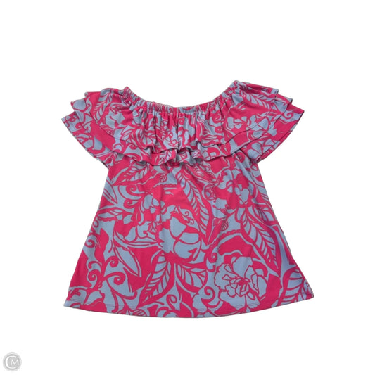 Blouse Short Sleeve By Charter Club In Blue & Pink, Size: M
